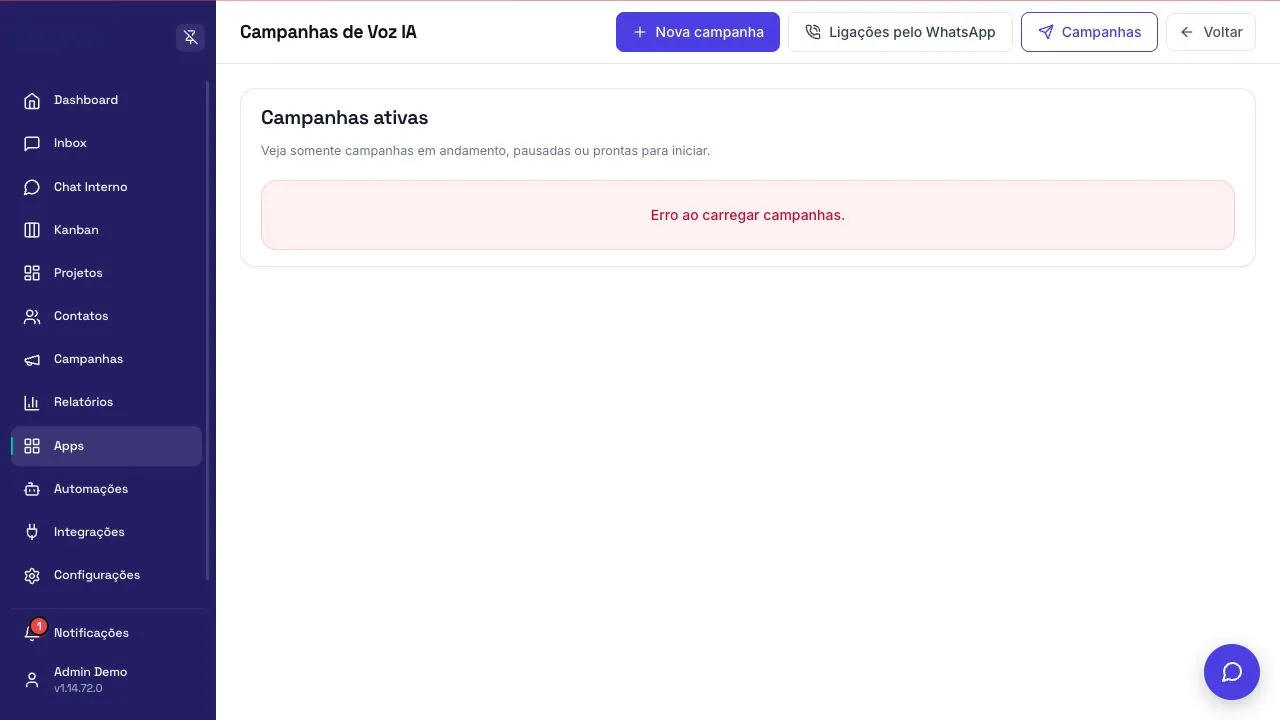 Configuração de campanha de voz com IA