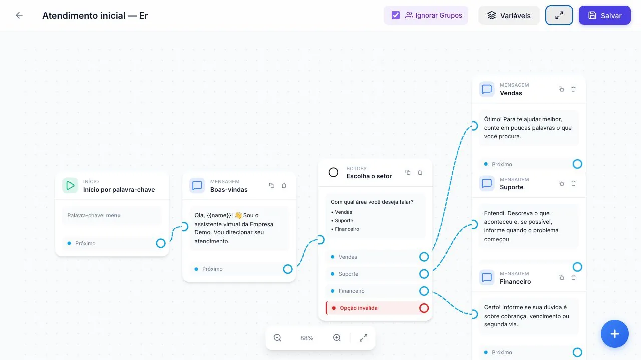 Chatbot e automações sem escrever código