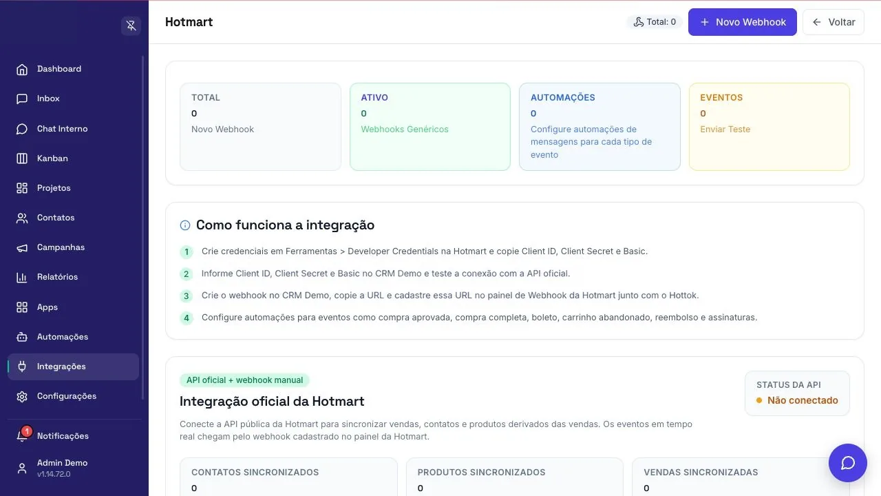 Configuração da integração com a Hotmart
