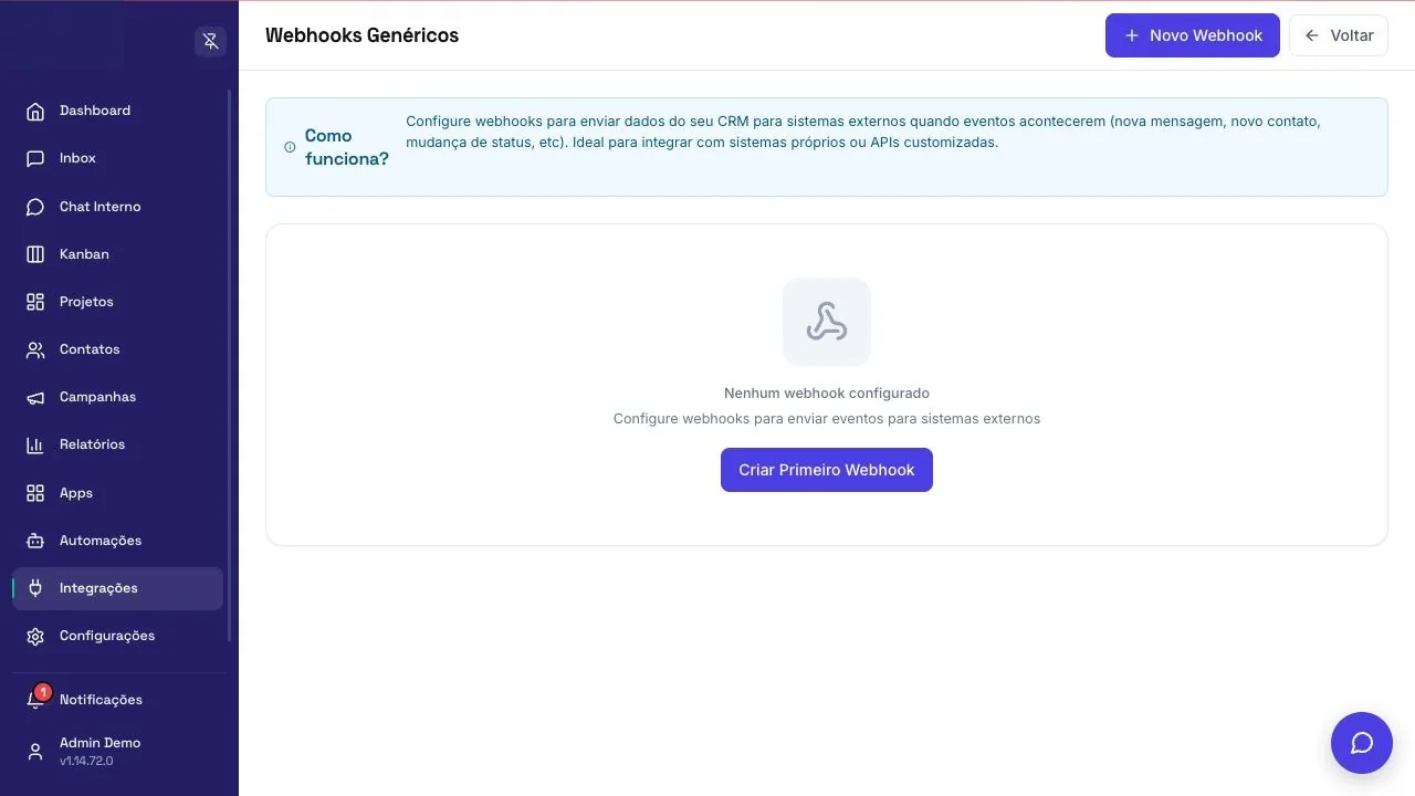 Configuração de webhooks no CRM
