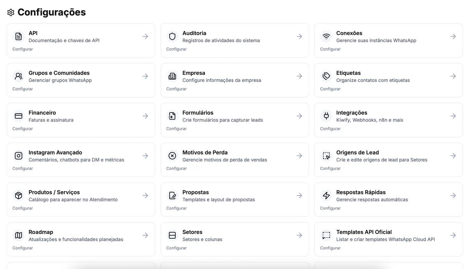 Tela de personalização da plataforma white label